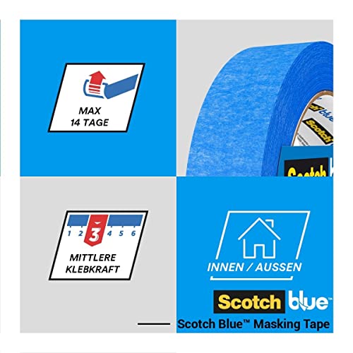ScotchBlue Premium Malerkrepp Universal, 24 mm x 41 m - Scotch Klebeband für Malerarbeiten und Dekoration zum Streichen, Lackieren, Renovieren - Abklebeband/Kreppband - 70% PEFC