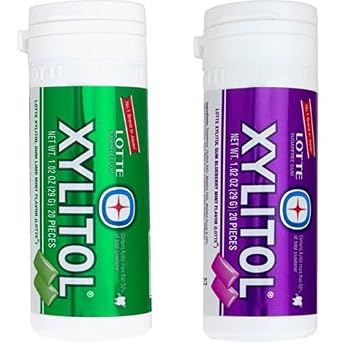 Lotte Xylitol Gum Bundle - Lime Mint and Blueberry Mint Flavors, 1.02 OZ Each Pack of 1