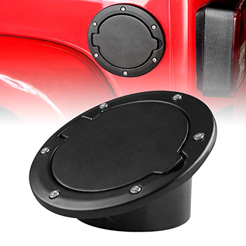 ICARS Black Powder Coated Steel Gas Fuel Tank Gas Cap Cover Accessories for 2007 2008 2009 2010 2011 2012 2013 2014 2015 2016 2017 Jeep Wrangler JK & Unlimited