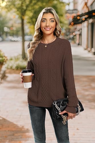 Jouica Women's Cable Knit Crewneck Sweaters Casual Long Sleeve Lightweight Ribbed Pullover Fall Outfits for Women 20252