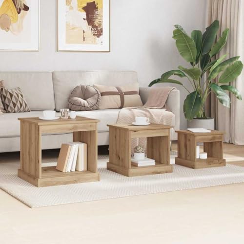 Table Basse Gigogne Gain de Place en Chêne pour Salon et Bureau