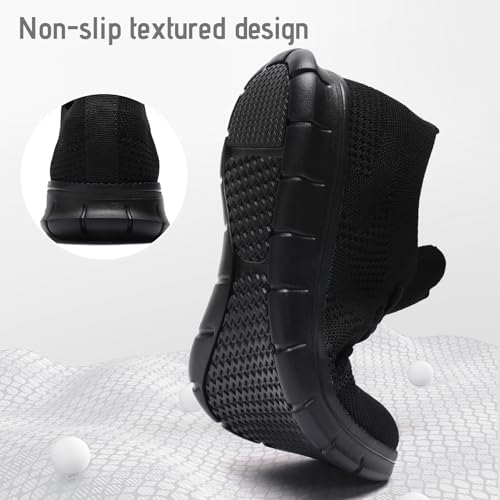 Men's Slip on Walking Shoes Fashion Dress Sneakers Business Oxfords Breathable Lightweight Loafers Tennis for Driving Walking Skate All_Black 9.53