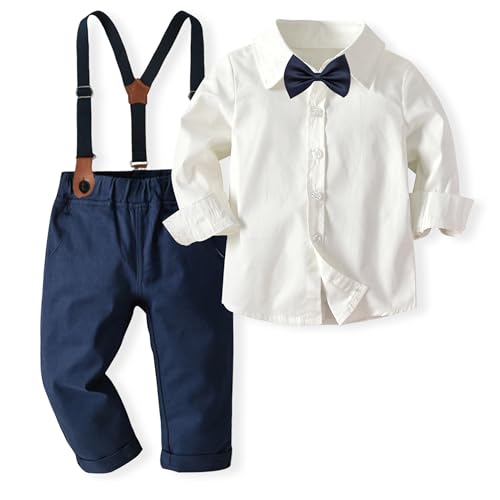 Volunboy Baby Jungen Anzug Set Bekleidung Hemd mit Fliege + Hosenträger...
