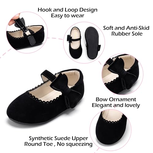 Image of PHIRAMIN Toddler Flower Girl Dress Shoes - Little Girl Mary Janes Flats Wedding