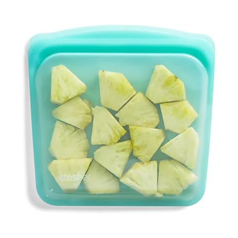 Stasher Platinum Silicone Food Grade Reusable Storage Bag, Aqua (Sandwich) | Reduce Single-Use Plastic | Cook, Store, Sous Vide, or Freeze | Leakproof, Dishwasher-Safe, Eco-friendly | 28 Oz Cover