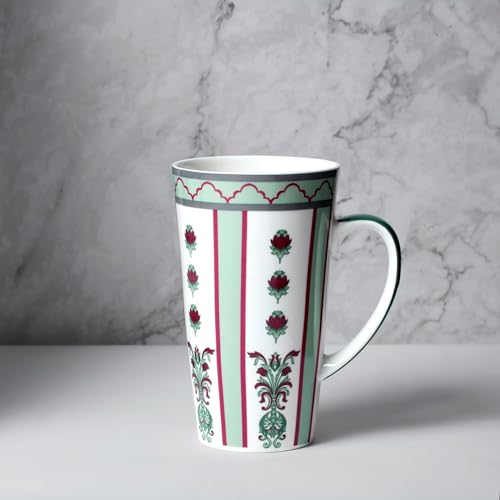 Image of India Circus Fine Elegant Design Ceramic Tall Milk Mugs for Home and Kitchen (Multicolor, 600 ml) - Set of 2 (CC19)