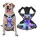 Custom No Pull Dog Harness, Personalized Colorful Galaxy Dog Vest with Pet Name Phone Number, Customized Adjustable Reflective Pet Harness for Large Medium and Small Dogs Cats Outdoor Walking