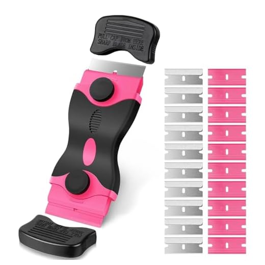 Adhesive Removal Scraper Double Headed Scraper Car Film Tool Used for Window Cleaning Stickers Dyeing Film Stickers Labels Silicone Glass Stove Top (Pink)