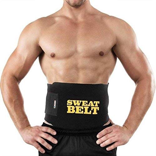Cloudeal® Sweat Waist Belt | Belly Tummy Yoga Wrap Exercise Body Slim Belt (Black_120 cm_in)