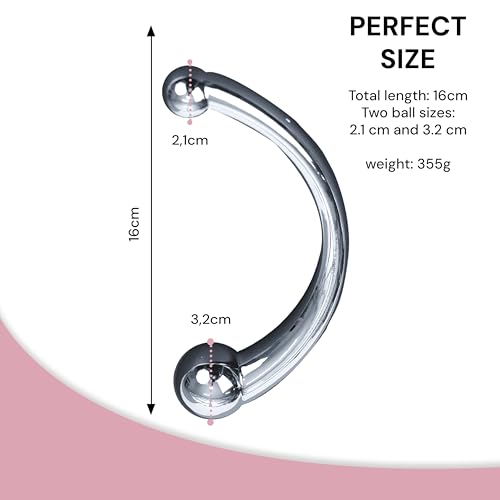 Doppeldildo Analplug metall 16cm. Prostata dildo Doppel dildo für Männer und Frauen Dildo Analplug stahl Sexspielzeug, Silver Anal dildo Anal plug metall Weight 355g Dildo männer A110S