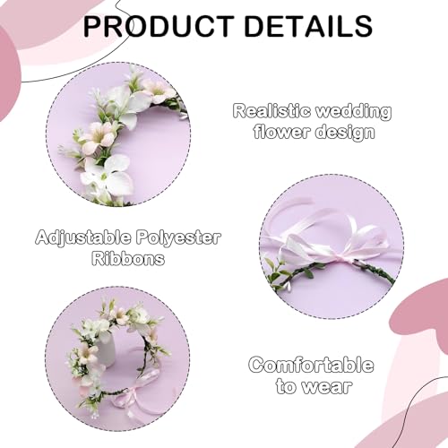 YIZWINS Hunde Hochzeits Blumenhalsband, Blumenkranz Kopfschmuck, Haarkranz Blumen, Fliege für Hunde, Hund Hochzeit, Schleife Hund, Blumenkranz Schleife Haustier Blumenring für Foto Requisiten