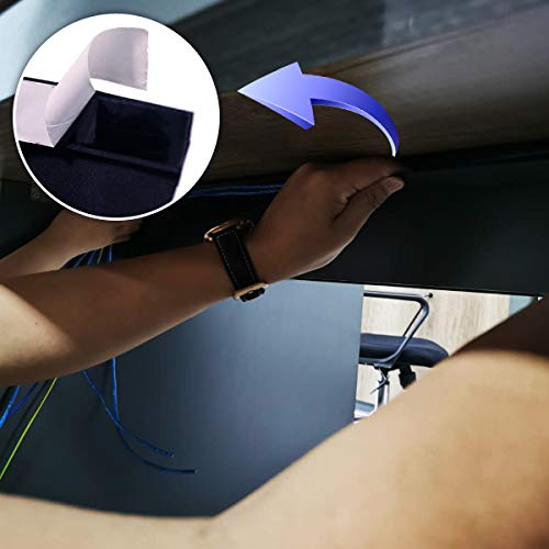 Cubierta de cable negra para piso con cinta adhesiva para cualquier superficie de piso, protector de cable para piso, tira de sujeción para mantener los cables en su lugar, para cables de alimentación, cable coaxial y línea telefónica miniatura 6