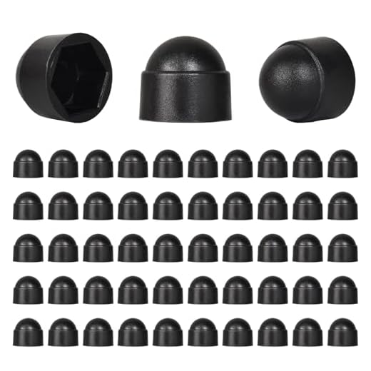 50PCS Hexagonal Nut Protection Covers, M8 x 13 mm Black Dome Plastic Bolt Cap Cover, Anti-Rust Anti-Aging Screw Cap Kit for Hexagon Screws Bolts Protecting Nuts