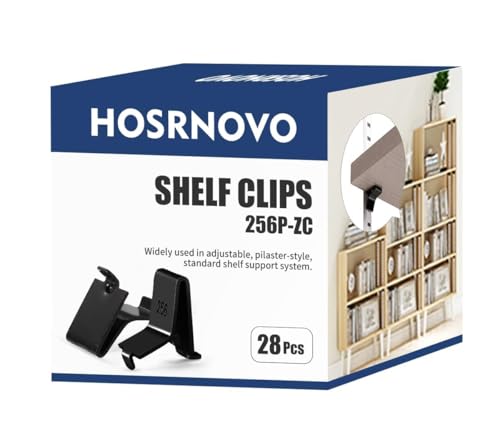 Image of Shelf Clips, Hosrnovo Adjustable Shelf Brackets for 255 Standard Pilaster, Heavy Duty Metal Shelving Brackets Clips for Kitchen Cabinet Bookcase (Black) (28)