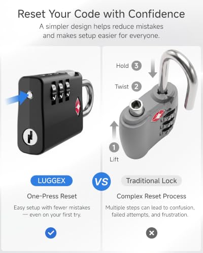 Image of LUGGEX TSA Locks for Luggage, Luggage Locks TSA Approved (Black,2)