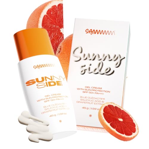 Image of Sammmm SUNNYSIDE Sunscreen SPF 50 PA++++(45g) For Young Skin | UVA /UVB, Blue Light & Pollution Defense | Light Weight, Non-Greasy Sunscreen SPF50 Gel with Vitamin C | No White Cast| For All Skin Types