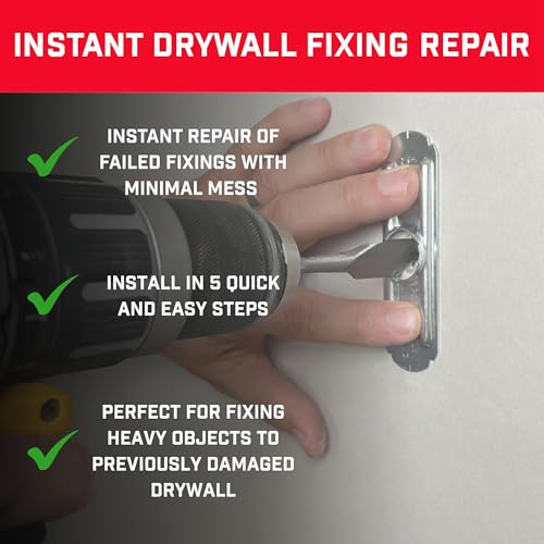 Image of Bullfix Drywall Hole Repair Kit 4 Pack - Wall Fixer, Holds 255lbs | Universal Anchors & Screws for Cavity Walls, Stud & Dot Dab, Dry Wall Repair Kits with Drill Bit & Guide