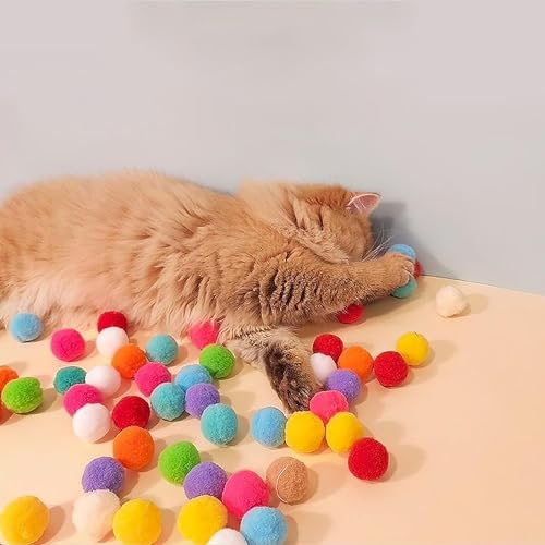 Cat Ball Launcher 2 pcs + 100Pcs 1.2’’Cat Toy Balls+hree ping Pong Balls,Interactive Kitten Toys for Indoor Cats Self Play, Silent Plush Elastic Cat Ball Toy,Suitable for Training and Playing. - Image 6