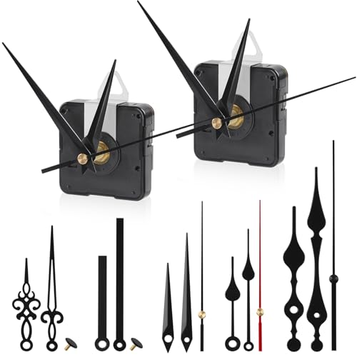 RichDeer Movimento dell'Orologio Silenzioso 2 Pezzi, Movimento Orologio da Parete al Quarzo con 5 Set di lancette, Orologio per Parti di Orologio Fai da Te (22mm / 0,87 Pollici)