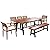 7-Piece Outdoor Wood Dining Set, Farmhouse Patio Dining Table with Bench and Chairs for 7-8 Persons, Picnic Conversation Set with Removable Cushions, Garden Club Dining Set for Backyard, Natural