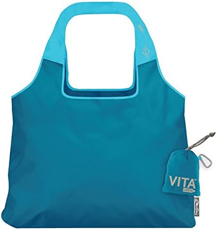 ChicoBag Vita rePETe Reusable Shoulder Tote w/Built-In Pouch & Carabiner Clip | Perfect for Shopping, Travel, Organization | Large Eco-Conscious Packable Bag | Clarity Blue (Pack of 1)