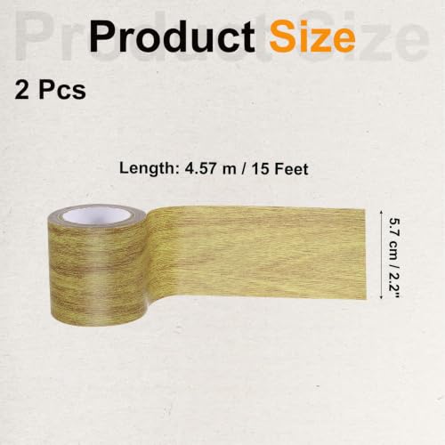 Image of PATIKIL Wood Grain Tape 2.2 inch x 15 Ft, 2 Pcs Self-Adhesive Wood Texture Repair Tape Realistic Wood Effect Contact Paper Patch for Furniture Cabinets Floor Walls Home, Brown Oak