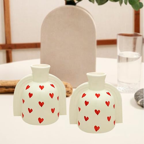 Image of Amazon Basics Modern Art Ceramic Flower Vases | for Home Decor (Pack of 2 | Multi-Colour)