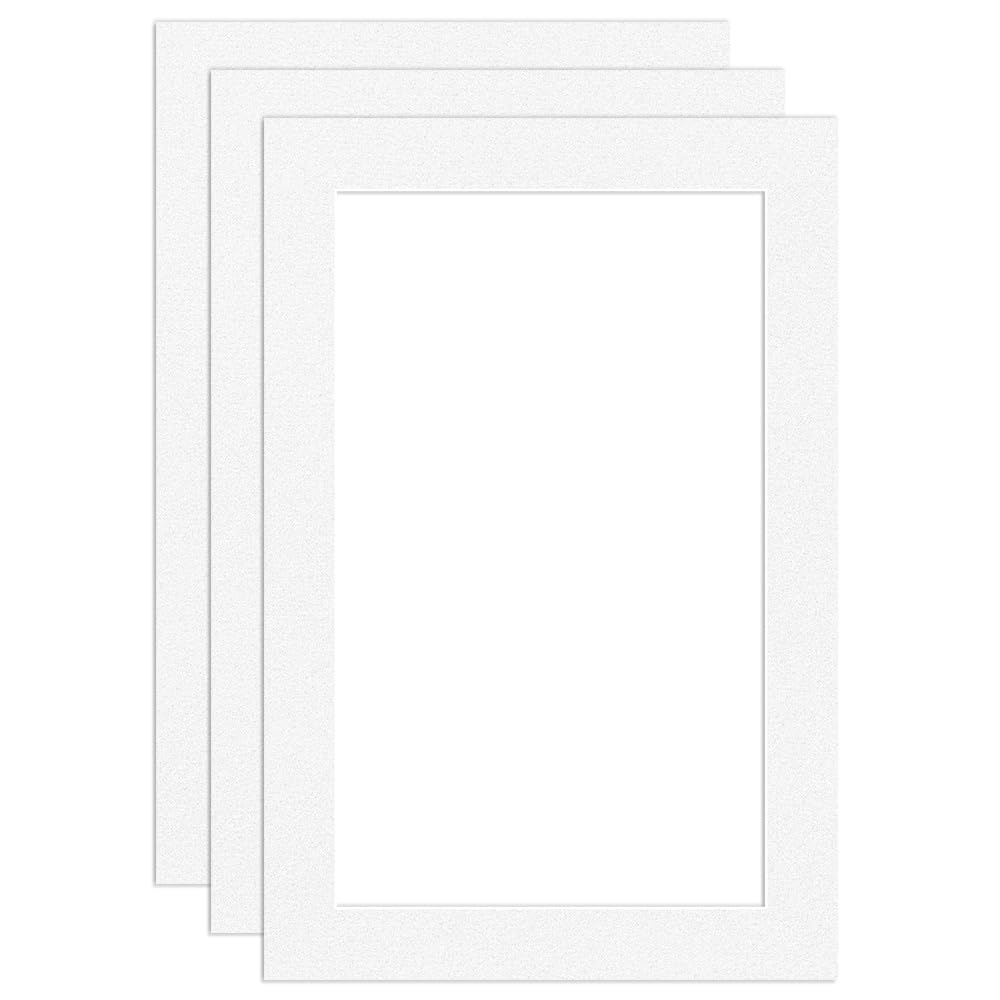 Procut Global 12x8" White Picture Mounts Board to Fit 10x6" Aperture Size - Photo Mount Card Ideal for Prints, Artwork, Crafts & Certificates - Sizes & Colors Available - Pack of 3