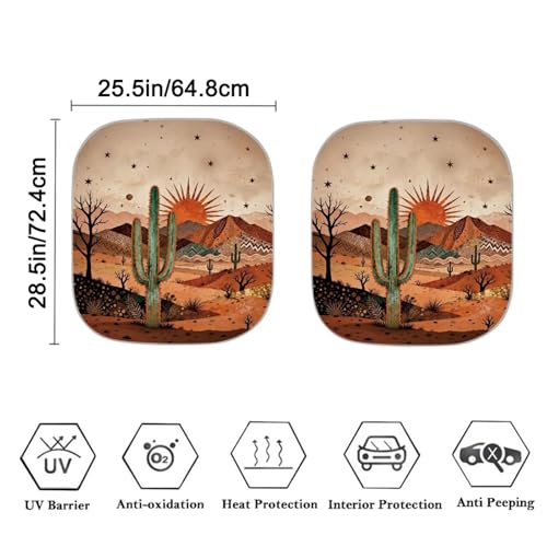 Image of Arizona Cactus Windshield Sun Shade Foldable 2-Piece Car Windshield Sunshades Universal Fit Most Cars Women Men Blocks UV Rays Car Interior Accessories for Sun Heat