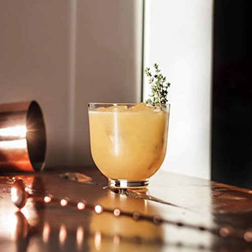 Nude Glass Hepburn Set Of 4 Low Ball Glasses 12.85 Oz - Round Cocktail Glasses, Scotch Glasses, Bourbon Cognac, Vodka, Margarita Tumbler Old Fashioned Glasses Set For Home Bar Gifts #TOP4