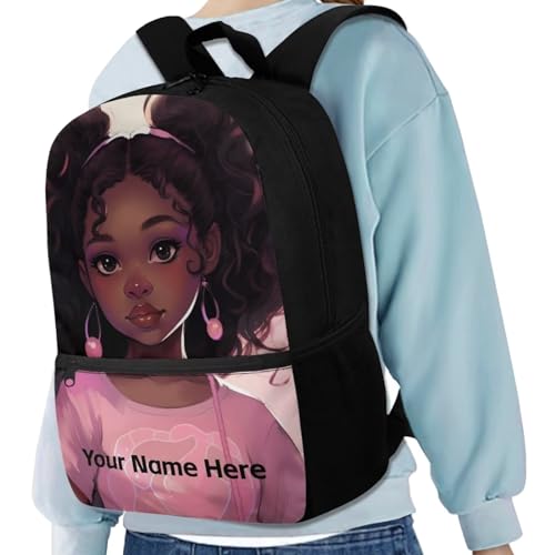 ZOUTAIRONG Custom Name American Magic Girls School Backpacks for Kindergarten Elementary African Black Girl School Bags Teens Little Kids Cartoon Bookbags with Water Bottle Holder4