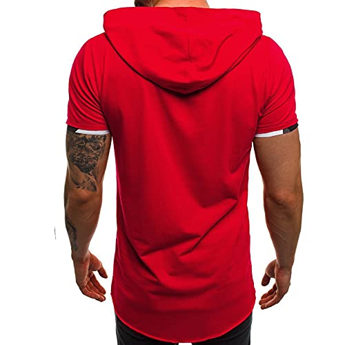 Mens Zip Up Hoodies Men's Pure Color Hoodie Sport Short Sleeve Shirt Top Blouse Zipper Hoodies XL2