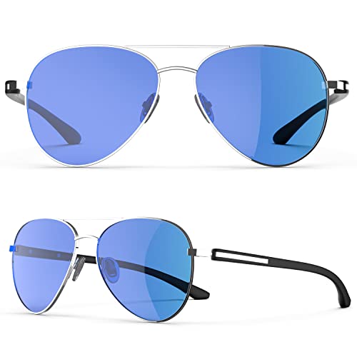 Lasiyanor Lightweight Avaitor Sunglasses for Men and Women Pilot Classic Design TR90 Metal Frame Polarized UV400