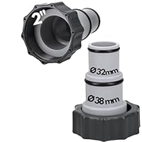 Kalitec Pool Adapter A - Schlauchadapter Pool 38mm und 32mm - Pool Zubehör Schlauchtülle mit Dichtring (2er Set)