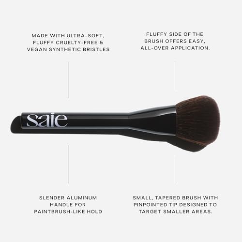 Saie Powder Blush Brush - Fluffy Makeup Brush for Cheeks - Ultra-Soft Tapered Bristles for a Precise, Diffused Application - For Pressed or Loose