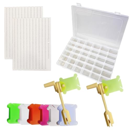 Boîte de rangement pour fil à broder avec 36 compartiments modulables et 150 bobines plastique