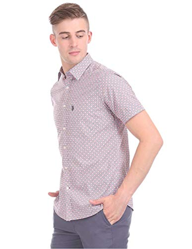 Image of US Polo Association Men's Solid Regular Fit Button Down Shirt (USSH6039H Grey, Blue and Red 3XL)