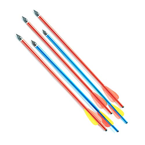 KingsArchery Crossbow Arrows Aluminum 14.75 inch, 5 Pack Long Arrows Set in Metallic Red for Hunting Crossbow Pistol Precision Target Arrow