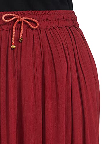 Plain Long Skirt with Embellished Patch Border - Rayon4