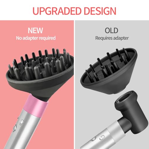 VELLUSTRA Diffusor Aufsatz, Haartrockneraufsatz, Diffuser Anpassungsfähig für Schlag Trockner Haare Haar Diffusor für Locken Natürlich Lockiges und Welliges Haar, für Anpassungsfähig für Dyson, Grau