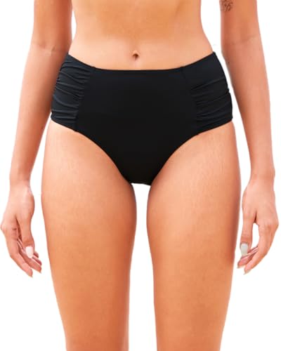 Zmart Women High Waist Bikini Bottoms - Full Coverage Ruched Bathing Suit Swim Bottom Swimsuits Swimwear