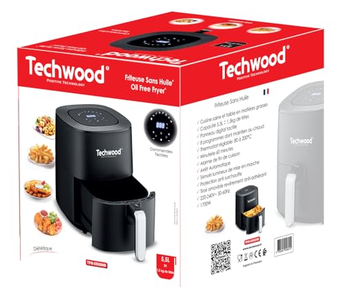 Friteuse Sans Huile Techwood TFR-556SHD – Capacité 5,5L, 1700W, 8 Programmes - vue 6