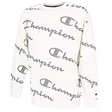 C-Logo auf dem linken Arm Champion Herren Seasonal AC Logo Allover Crewneck Sweatshirt, weiß, M