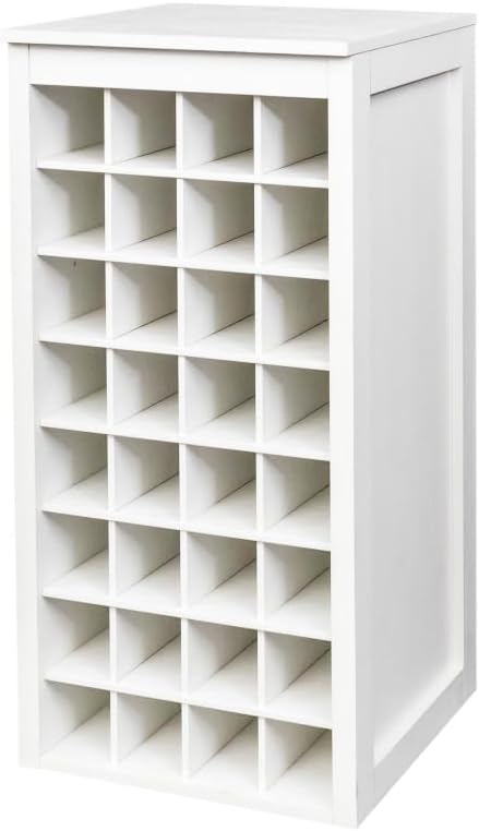 Estante de Vino de Piso para 32 Botellas, Blanco, Madera miniatura 8