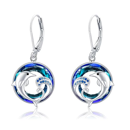 Boucles d'oreilles dauphin argent 925 et zircone de prestige