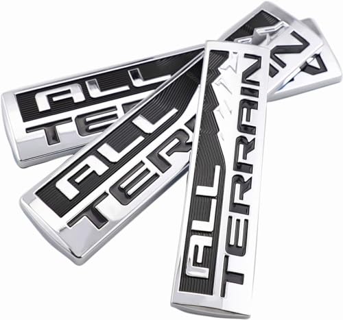 Image of Set 3 Pcs All Terrain Door Tailgate Letter Nameplate Emblem 3D Badge Replacement for All Terrain (Silver Black)