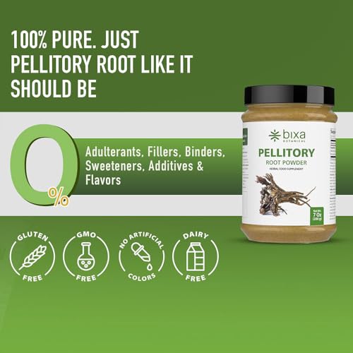 Image of bixa BOTANICAL Pellitory Root Powder, Akarkara, Anacyclus Pyrethrum, 7 OZ | Ayurvedic Herbal Supplement, 200 GMS, Gluten Free, Non GMO, Steam Treated, Vegan, 100% Pure, Fine Grind, Natural Herb