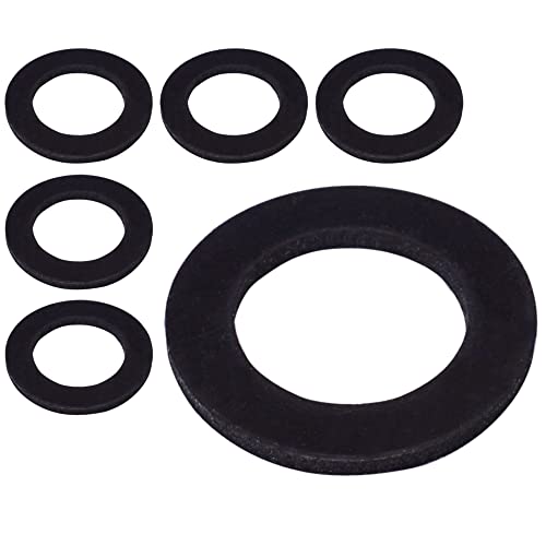 SKIR'CO (6 pcs) Rubber 3/4" Washers, Sealing Washers, Rubber Flat Washers, Plumbing, Black