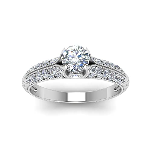 Image of Choose Your Gemstone 2 Row Milgrain Diamond CZ Ring 925 Sterling Silver Round Shape Vintage Engagement Rings Matching Jewelry Wedding Jewelry Easy to Wear Gifts US Size 4 to 12