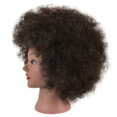 FUTAI Kinky Curly 100% Human Hair Mannequin Head for Hair Practice & Training